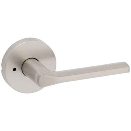 Kwikset Lisbon Privacy Door Lever Set with Round Rose Satin Nickel