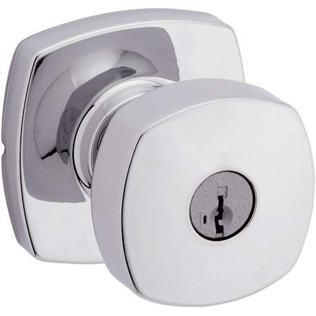 Kwikset Arroyo Single Cylinder Keyed Entry Door Knob Set with Square Rose and SmartKey Technology Polished Chrome
