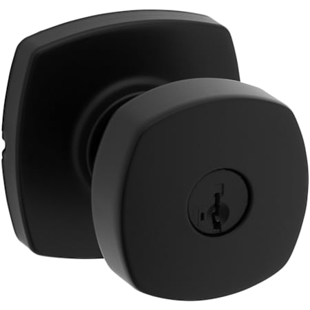 Kwikset Arroyo Single Cylinder Keyed Entry Door Knob Set with Square Rose and SmartKey Technology Matte Black