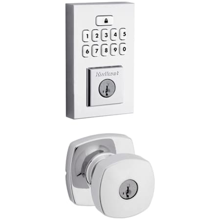 Kwikset Arroyo Keyed Entry Knob Set and Electronic Keyless Entry Deadbolt Combo Pack with SmartKey from the SmartCode Deadbolts Touchpad Collection Polished Chrome