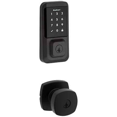 Kwikset Arroyo Single Cylinder Keyed Entry Knob Set and Electronic Keyless Entry Deadbolt Combo Pack with SmartKey from the Halo Collection Matte Black