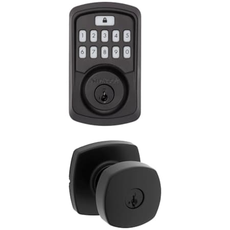 Kwikset Arroyo Single Cylinder Keyed Entry Knob Set and Electronic Keyless Entry Deadbolt Combo Pack with SmartKey from the Aura Collection Matte Black