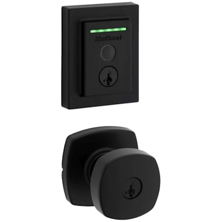Kwikset Arroyo Single Cylinder Keyed Entry Knob Set and Electronic Keyless Entry Deadbolt Combo Pack with SmartKey from the Halo Collection Matte Black