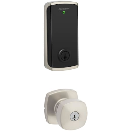 Kwikset Arroyo Single Cylinder Knob Set and Halo Electronic Touchscreen Deadbolt Combo Pack with SmartKey Satin Nickel