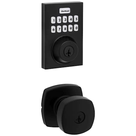 Kwikset Arroyo Single Cylinder Keyed Entry Knob Set and Electronic Keyless Entry Deadbolt Combo Pack with SmartKey from the Home Connect Collection Matte Black
