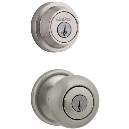 Kwikset Hancock (Round Rosette) Knob and 660 Deadbolt Combo Pack with SmartKey Satin Nickel