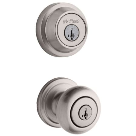 Kwikset Hancock Single Cylinder Keyed Entry Knob Set and Deadbolt Combo with SmartKey from the Contemporary Collection Satin Nickel