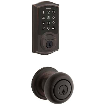 Kwikset Hancock Keyed Entry Knob Set and Electronic Keyless Entry Deadbolt Combo Pack with SmartKey from the SmartCode Deadbolts Touchscreen Collection Venetian Bronze