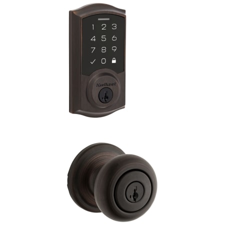Kwikset Hancock Keyed Entry Knob Set and Electronic Keyless Entry Deadbolt Combo Pack with SmartKey from the SmartCode Deadbolts Touchscreen Collection Venetian Bronze