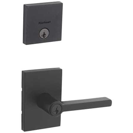 Kwikset Halifax Single Cylinder Keyed Entry Lever Set and Deadbolt Combo with SmartKey from the Downtown Collection Matte Black