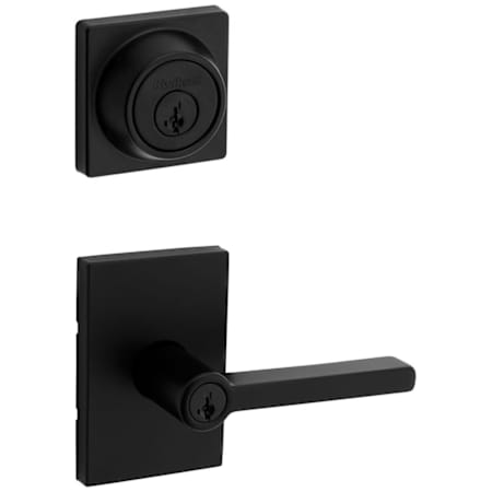 Kwikset Halifax Single Cylinder Keyed Entry Lever Set and Deadbolt Combo with SmartKey from the Signature Series Matte Black