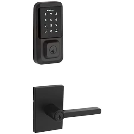 Kwikset Halifax Single Cylinder Keyed Entry Lever Set and Electronic Keyless Entry Deadbolt Combo Pack with SmartKey from the Halo Collection Matte Black