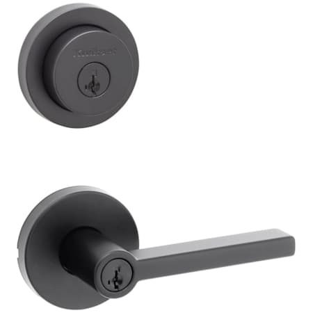 Kwikset Halifax Single Cylinder Keyed Entry Lever Set and Deadbolt Combo with SmartKey from the Milan Collection Matte Black