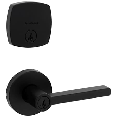 Kwikset Halifax Single Cylinder Keyed Entry Lever Set and Deadbolt Combo with SmartKey from the Midtown Collection Matte Black