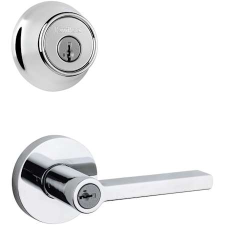 Kwikset Halifax (Round Rosette) Lever and 660 Deadbolt Combo Pack with SmartKey Polished Chrome