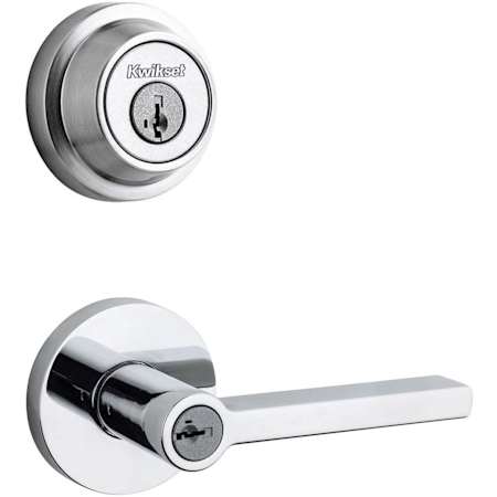 Kwikset Halifax (Round Rosette) Lever and 660 Deadbolt Combo Pack with SmartKey Polished Chrome