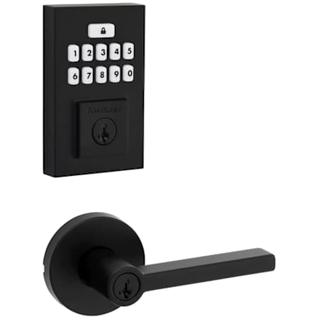 Kwikset Halifax Keyed Entry Lever Set and Electronic Keyless Entry Deadbolt Combo Pack with SmartKey from the SmartCode Deadbolts Touchpad Collection Matte Black