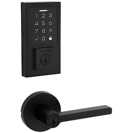 Kwikset Halifax Keyed Entry Lever Set and Electronic Keyless Entry Deadbolt Combo Pack with SmartKey from the SmartCode Deadbolts Touchscreen Collection Matte Black