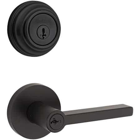 Kwikset Halifax (Round Rosette) Lever and 980 Deadbolt Combo Pack with SmartKey Matte Black
