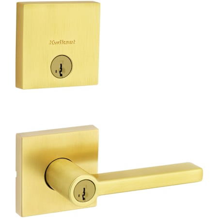 Kwikset Halifax Single Cylinder Keyed Entry Lever Set and Downtown Deadbolt Combo Pack with SmartKey Satin Brass
