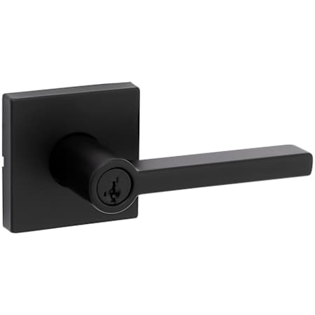 Kwikset Halifax Single Cylinder Keyed Entry Door Lever Set with Square Rose and SmartKey Matte Black
