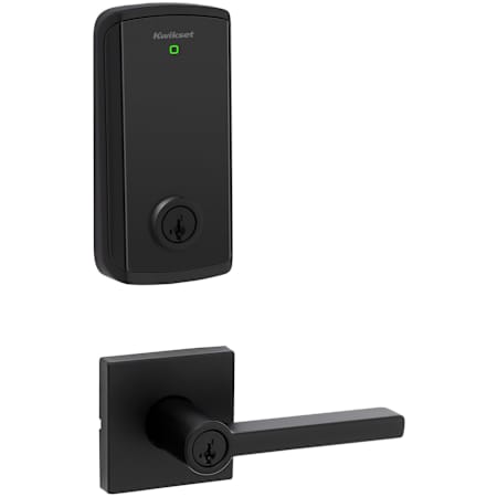 Kwikset Halifax Single Cylinder Lever Set and Halo Electronic Touchscreen Deadbolt Combo Pack with SmartKey Matte Black