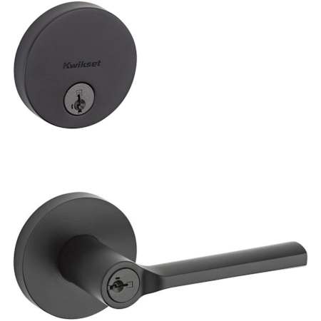 Kwikset Lisbon (Round Rosette) Lever and 258 Deadbolt Combo Pack with SmartKey Matte Black