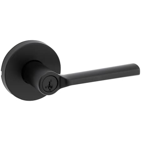 Kwikset Lisbon Single Cylinder Keyed Entry Door Lever Set with Round Rose Matte Black
