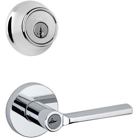 Kwikset Lisbon (Round Rosette) Lever and 660 Deadbolt Combo Pack with SmartKey Polished Chrome