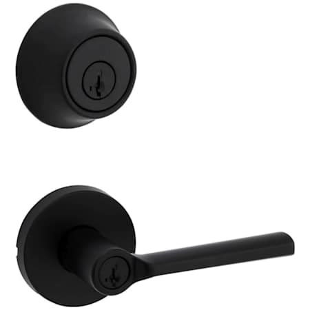 Kwikset Lisbon Single Cylinder Keyed Entry Lever Set and Deadbolt Combo with SmartKey from the 660 Series Matte Black