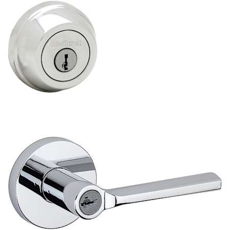 Kwikset Lisbon (Round Rosette) Lever and 780 Deadbolt Combo Pack with SmartKey Polished Chrome