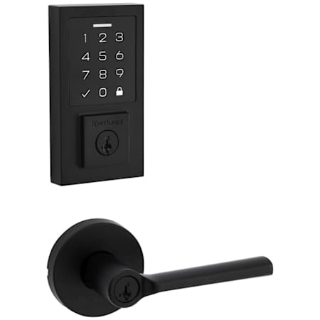 Kwikset Lisbon Keyed Entry Lever Set and Electronic Keyless Entry Deadbolt Combo Pack with SmartKey from the SmartCode Deadbolts Touchscreen Collection Matte Black