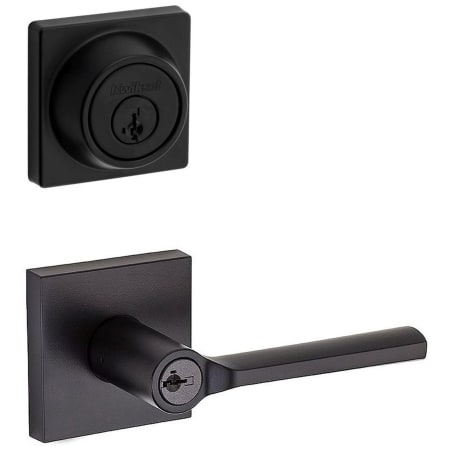 Kwikset Lisbon (Square Rosette) Lever and 660 Deadbolt Combo Pack with SmartKey Matte Black
