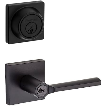 Kwikset Lisbon (Square Rosette) Lever and 660 Deadbolt Combo Pack with SmartKey Iron Black