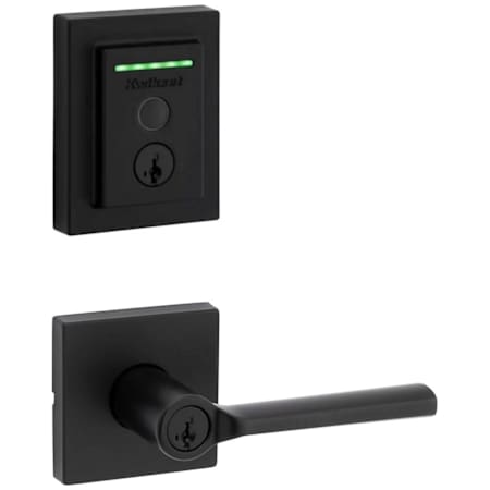 Kwikset Lisbon Single Cylinder Keyed Entry Lever Set and Electronic Keyless Entry Deadbolt Combo Pack with SmartKey from the Halo Collection Matte Black