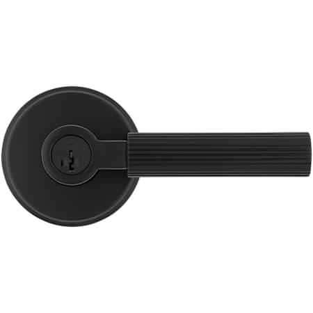 Kwikset Mirada Single Cylinder Keyed Entry Door Lever Set with Round Rose Matte Black