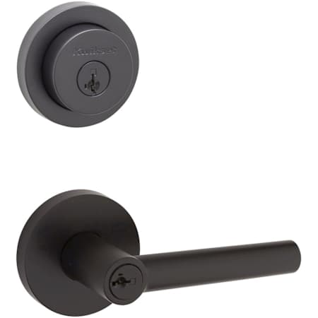 Kwikset Milan (Round Rosette) Lever and 158 Deadbolt Combo Pack with SmartKey Matte Black