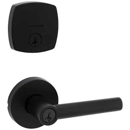 Kwikset Milan Single Cylinder Keyed Entry Lever Set and Deadbolt Combo with SmartKey from the Midtown Collection Matte Black