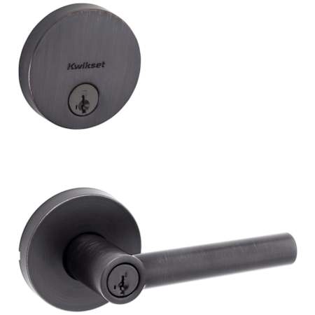 Kwikset Milan Single Cylinder Keyed Entry Lever Set and Deadbolt Combo with SmartKey from the Uptown Collection Venetian Bronze