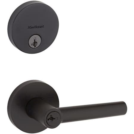 Kwikset Milan (Round Rosette) Lever and 258 Deadbolt Combo Pack with SmartKey Matte Black