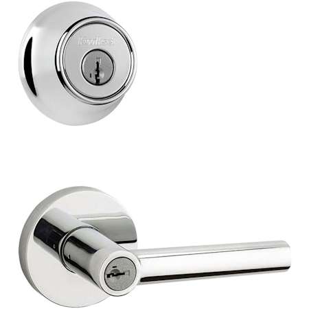 Kwikset Milan (Round Rosette) Lever and 660 Deadbolt Combo Pack with SmartKey Polished Chrome