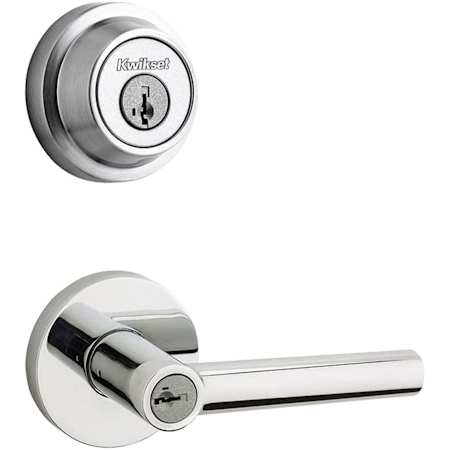 Kwikset Milan (Round Rosette) Lever and 660 Deadbolt Combo Pack with SmartKey Polished Chrome