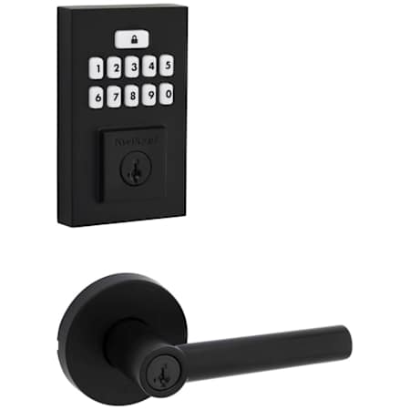 Kwikset Milan Keyed Entry Lever Set and Electronic Keyless Entry Deadbolt Combo Pack with SmartKey from the SmartCode Deadbolts Touchpad Collection Matte Black