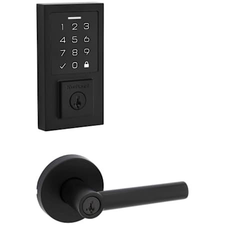 Kwikset Milan Keyed Entry Lever Set and Electronic Keyless Entry Deadbolt Combo Pack with SmartKey from the SmartCode Deadbolts Touchscreen Collection Matte Black
