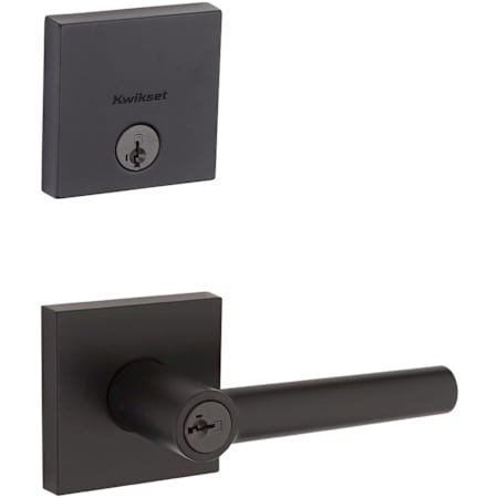 Kwikset Milan (Square Rosette) Lever and 258 Deadbolt Combo Pack with SmartKey Matte Black