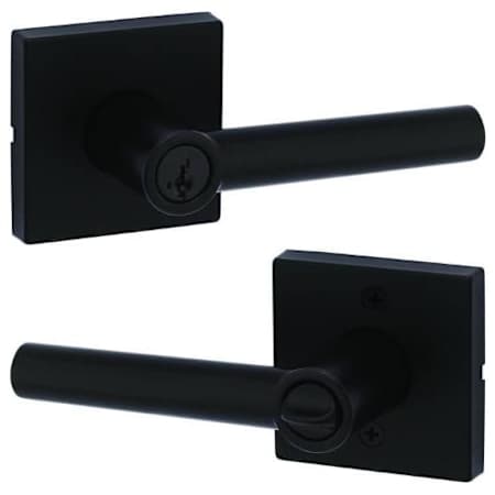 Kwikset Milan Single Cylinder Keyed Entry Door Lever Set with Square Rose Matte Black