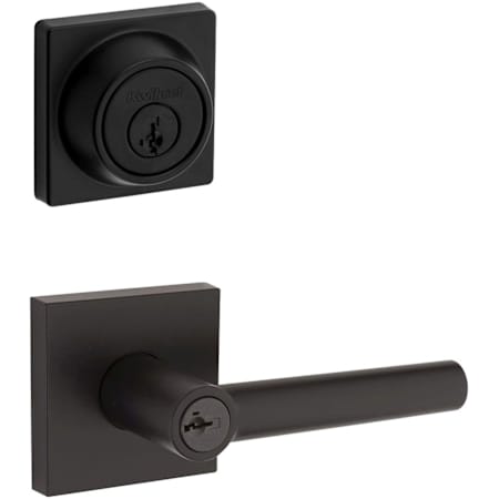 Kwikset Milan (Square Rosette) Lever and 660 Deadbolt Combo Pack with SmartKey Matte Black