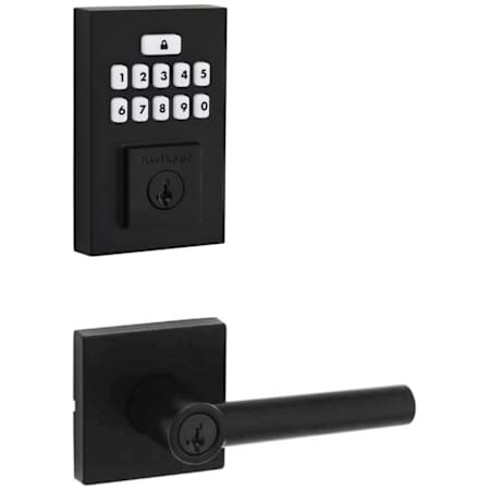 Kwikset Milan Keyed Entry Lever Set and Electronic Keyless Entry Deadbolt Combo Pack with SmartKey from the SmartCode Deadbolts Touchpad Collection Matte Black