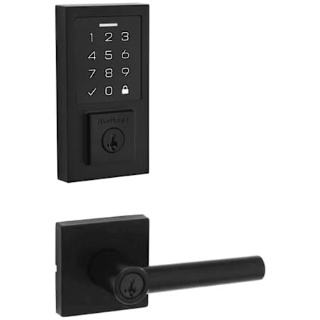 Kwikset Milan Keyed Entry Lever Set and Electronic Keyless Entry Deadbolt Combo Pack with SmartKey from the SmartCode Deadbolts Touchscreen Collection Matte Black