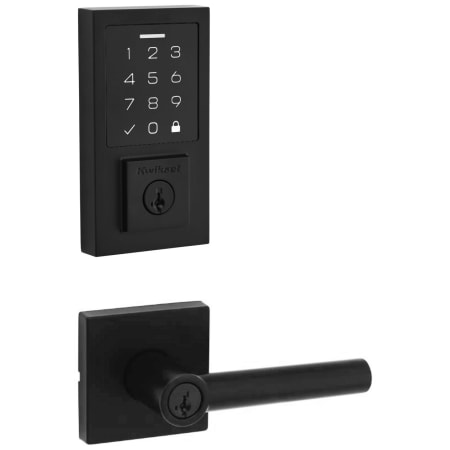 Kwikset Milan Keyed Entry Lever Set and Electronic Keyless Entry Deadbolt Combo Pack with SmartKey from the SmartCode Deadbolts Touchscreen Collection Matte Black